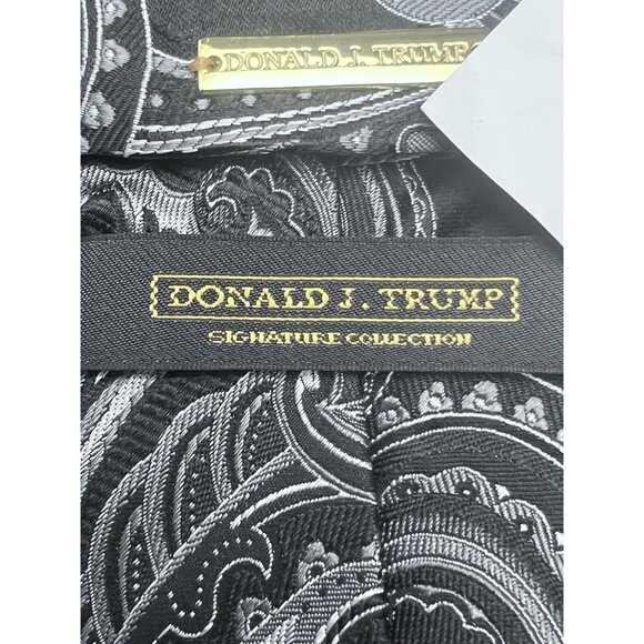DONALD J TRUMP Black Paisley Silk Tie HANDMADE 60.5” - Picture 3 of 6